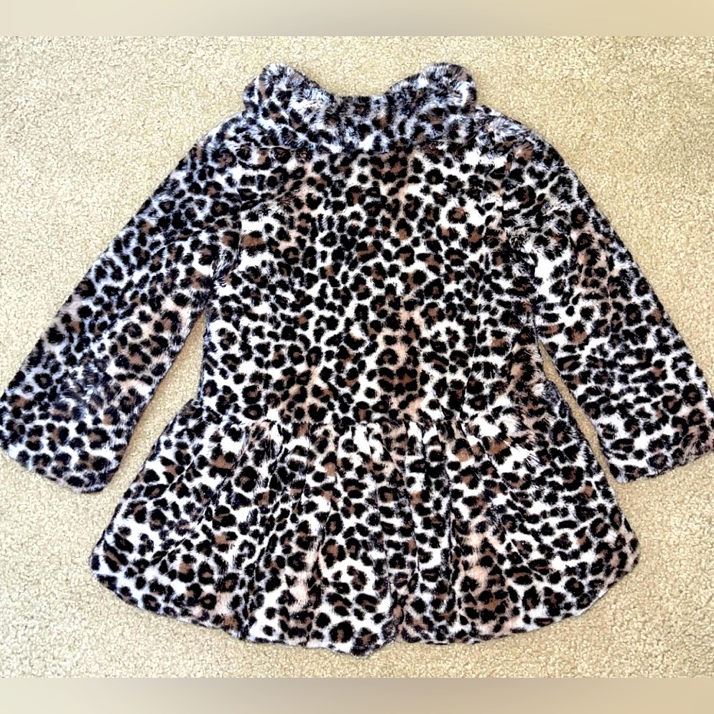 Juicy Couture girls coat, faux fur leopard print with pink lining, 3 T - Picture 2 of 5